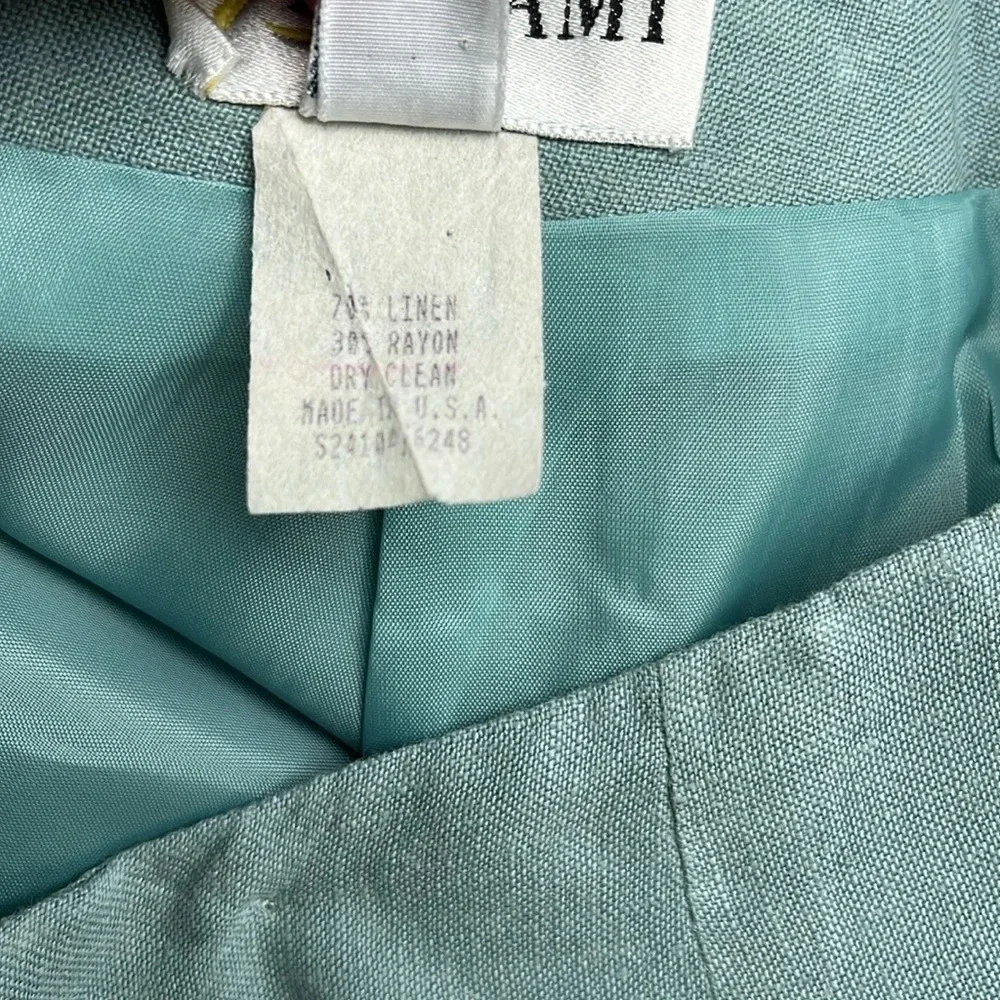 Vintage Turquoise Linen Pencil Skirt Size 6